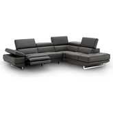 Annalaise Sectional Sofa with Right Facing Chaise in Dark Grey Leather